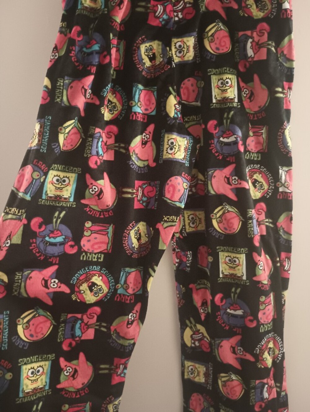 Nickelodeon SpongeBob & Patrick Black Pink Yellow Adult Pajama Bottoms Large